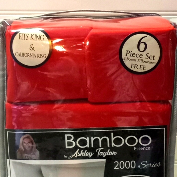 Bamboo Essence King Size Red- 6 Piece Sheet Set - Picture 4 of 10